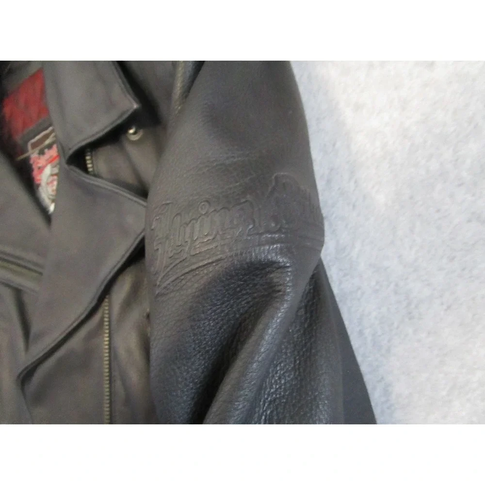 Flying Bikes Oakwood Leather Motorcycle Jacket Womens Large Black Quilted Belted